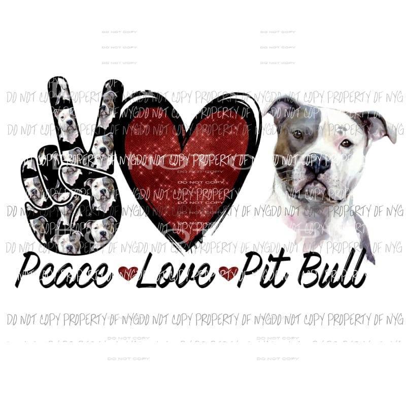 Martodesigns Peace Love Pit Bull Sublimation Transfers