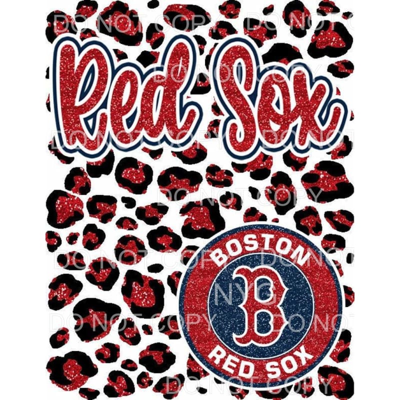 Custom Unisex T-Shirt Red Sox - Baseball Leopard Design Large / Silver