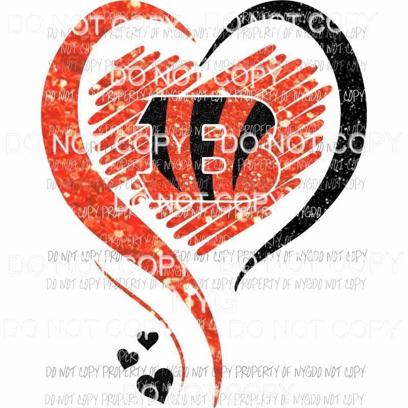 martodesigns - Cincinnati Bengals heart orange black glitter