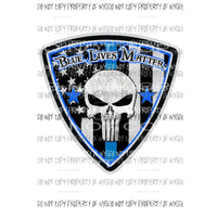 Blue Lives Matter skull flag Sublimation transfers Heat Transfer