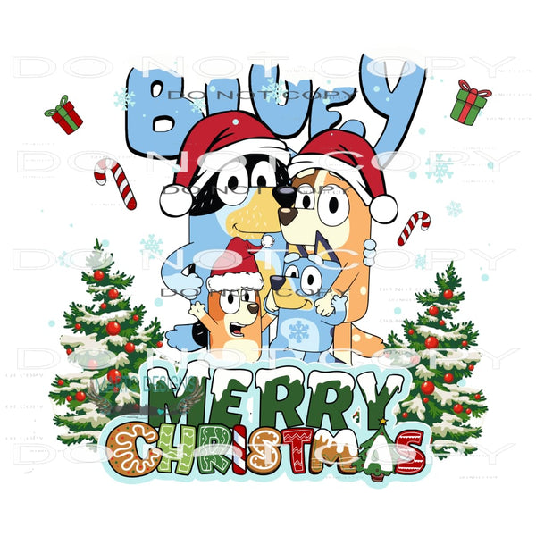 Bluey Merry Christmas #7544 Sublimation transfers - Heat