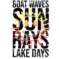 Boat Waves Sun Rays Lake Days #10213 Sublimation transfers