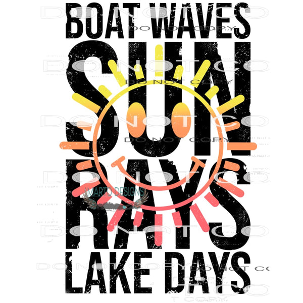 Boat Waves Sun Rays Lake Days #10213 Sublimation transfers