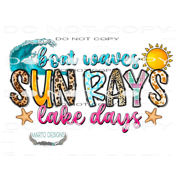 Boat Waves Sunrays Lake Days #10392 Sublimation transfers