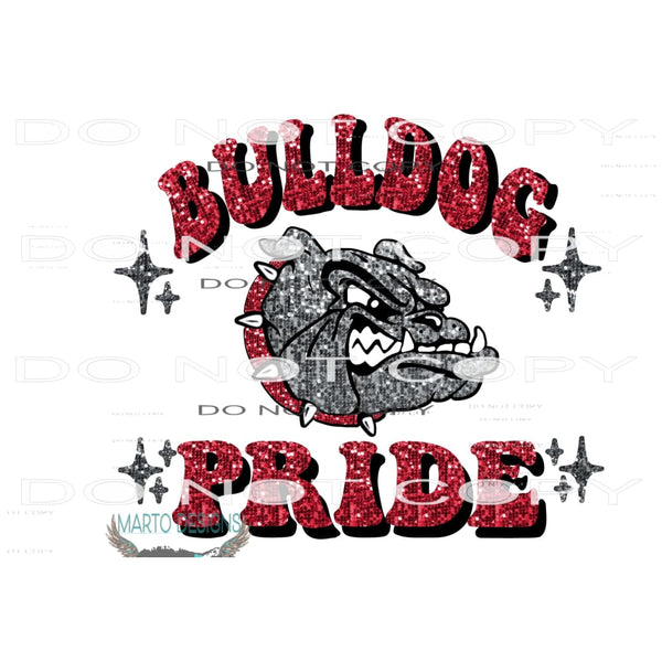 bulldog pride faux Sequins Red Sublimation transfers - Heat