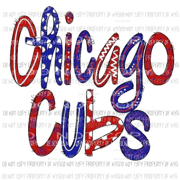 Chicago Cubs Hand Drawn Sublimation transfers Heat Transfer