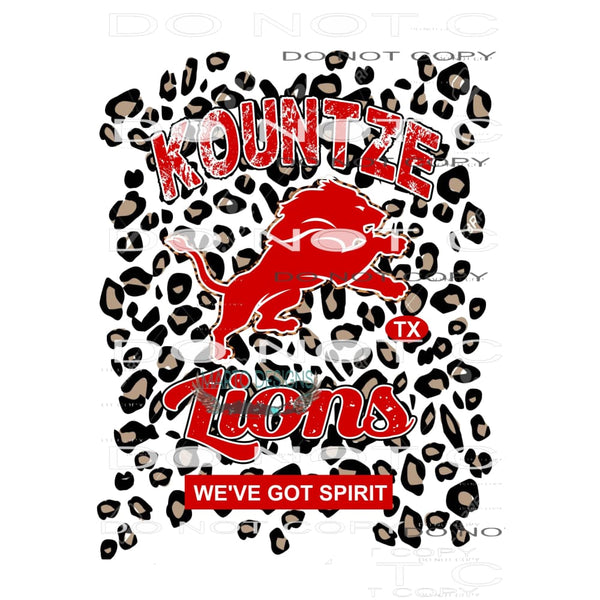 Custom Kountze Lions # 134 Sublimation transfers - Heat