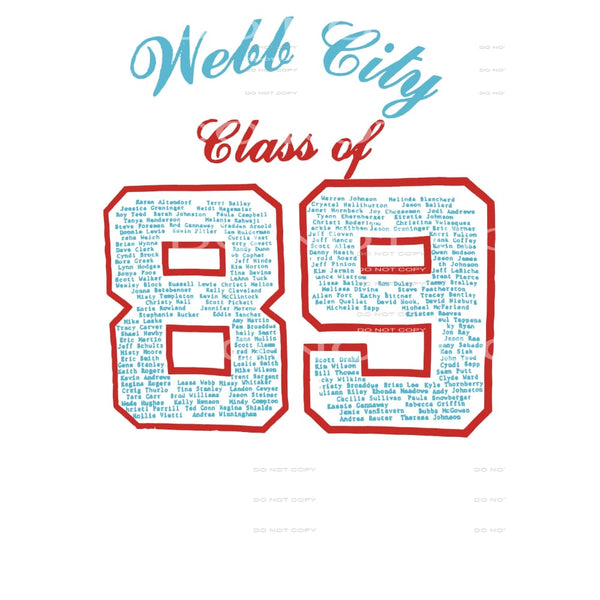 custom webb city class of 89 Sublimation transfers - Heat