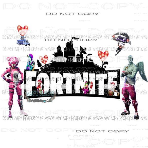 Fortnite valentine 2 Sublimation transfers Love valentines day heart Heat Transfer