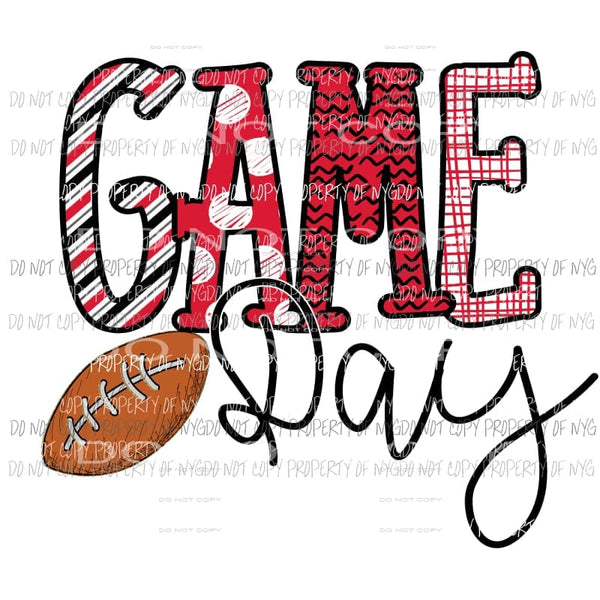 Game Day red and black football Sublimation transfers Heat Transfer