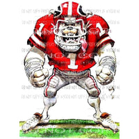 Georgia Bulldogs mascot in football uniform red white Sublimation transfers Heat Transfer