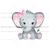 Girl Baby Elephant pink bow Sublimation transfers Heat Transfer