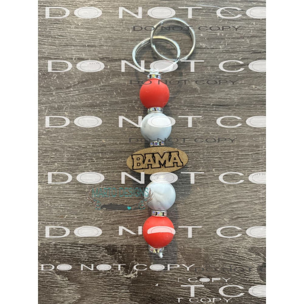 KEYCHAIN 4 SILICONE beads with custom wood focal please put