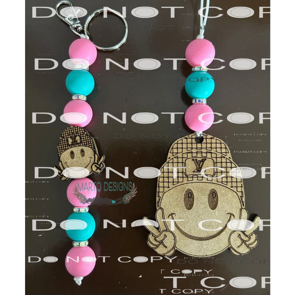 KEYCHAIN and or car Hanger SILICONE beads with custom wood