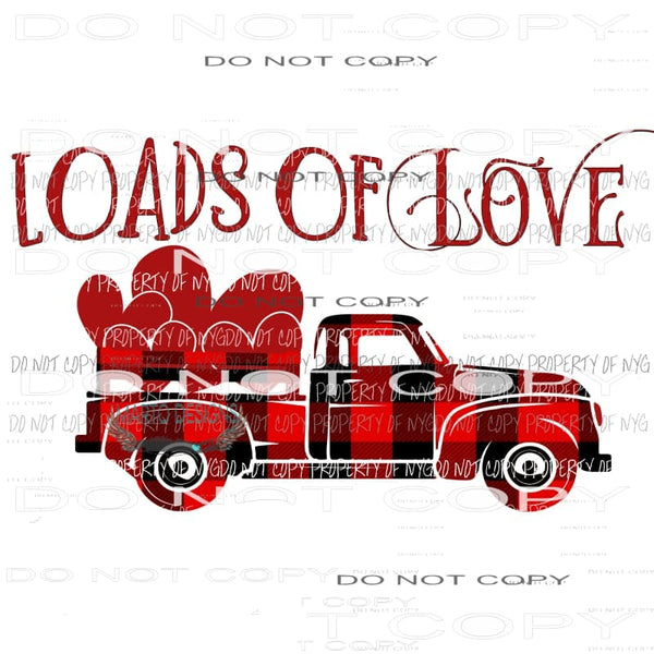 Loads Of Love red buffalo plaid truck hearts Sublimation transfers Heat Transfer