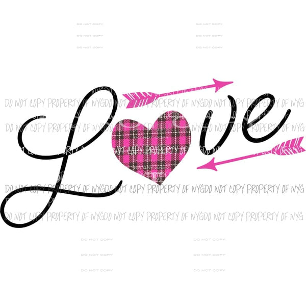 Love pink plaid arrows Sublimation transfers Heat Transfer