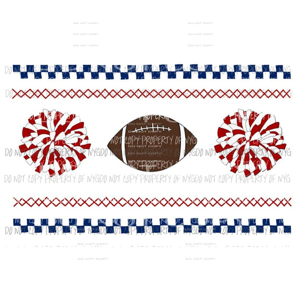 Mock Smock Football red white blue Sublimation transfers Heat Transfer