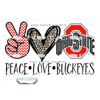 peace love ohio buckeyes red # 1023 Sublimation transfers -