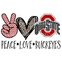 peace love ohio buckeyes red # 89916 Sublimation transfers -