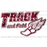 Track and Field burgundy Sublimation transfers Heat Transfer