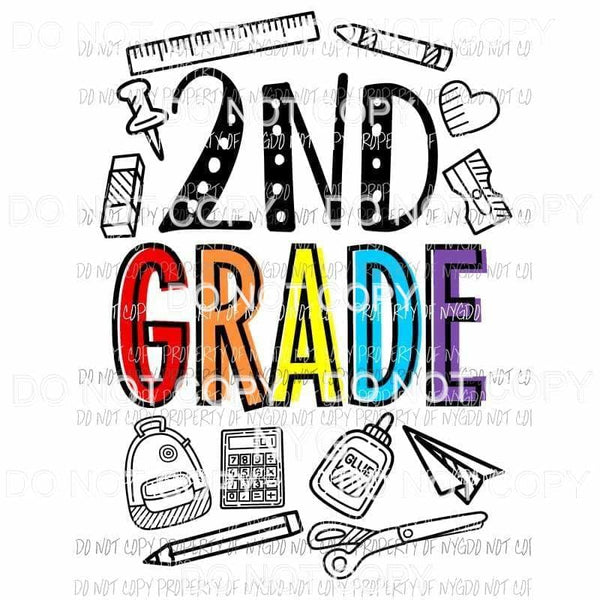 2nd Grade school doodle supplies Sublimation transfers Heat Transfer