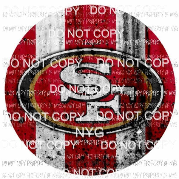 49ers circle template #3 SF San Francisco scarlet red metallic gold splattered Sublimation transfers Heat Transfer