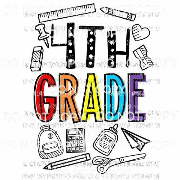 4th Grade school doodle supplies Sublimation transfers Heat Transfer