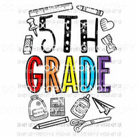 5th Grade school doodle supplies Sublimation transfers Heat Transfer