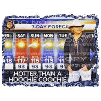 7 day forecast Hotter then a Hoochie coochie Sublimation transfers Heat Transfer