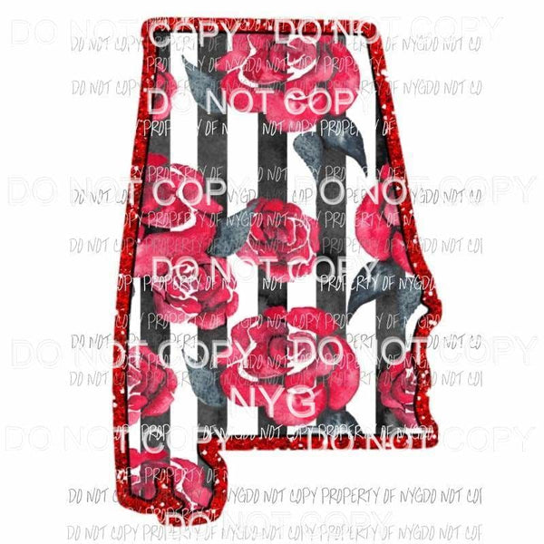 Alabama red floral stripes Sublimation transfers Heat Transfer