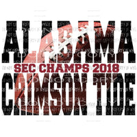 Alabama SEC champs 2018 3 Sublimation transfers Heat Transfer