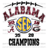 Alabama SEC champs 2018 4 Sublimation transfers Heat Transfer