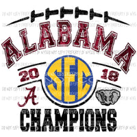 Alabama SEC champs 2018 Sublimation transfers Heat Transfer