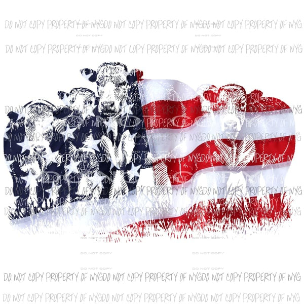 American Flag cows Sublimation transfers Heat Transfer