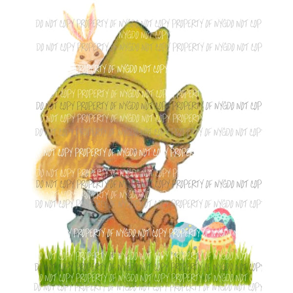 Baby Cowgirl easter Sublimation transfers Heat Transfer