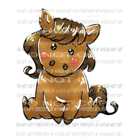 Baby Horse sitting hand drawn Sublimation transfers Heat Transfer