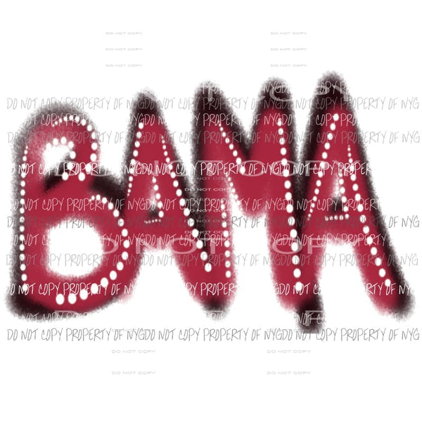 BAMA - Alabama Hand Drawn Sublimation transfers Heat Transfer