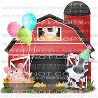 Barnyard Birthday cow pig chicken Sublimation transfers Heat Transfer