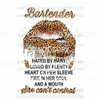 Bartender leopard lips Sublimation transfers Heat Transfer