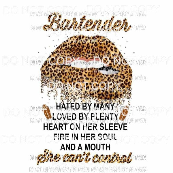 Bartender leopard lips Sublimation transfers Heat Transfer