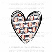 Baseball Heart Black Stripe Sublimation transfers Heat Transfer