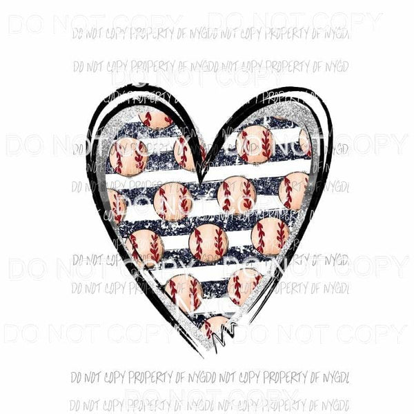 Baseball Heart Black Stripe Sublimation transfers Heat Transfer