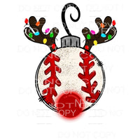 Baseball Rudolph Reindeer Ornament Christmas Lights #1060 