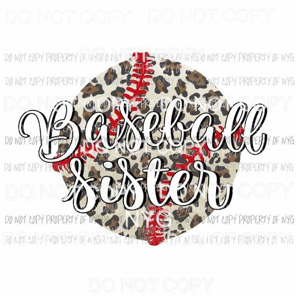 Baseball Sister #2 brown leopard red stitching Sublimation transfers Heat Transfer