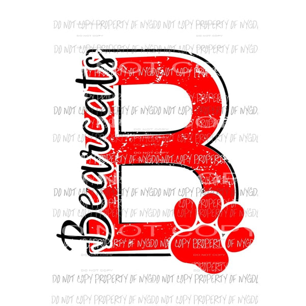 Bear Cats School Letter B Sublimation transfers Heat Transfer