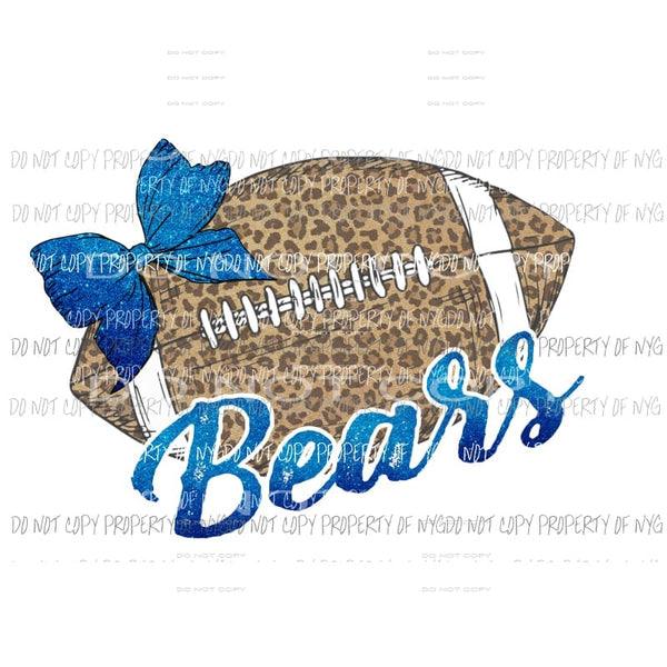 BEARS BLUE Football Leopard Sublimation transfers Heat Transfer