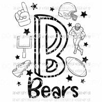 Bears football spirit doodle Sublimation transfers Heat Transfer