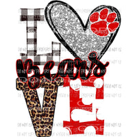 Bears LOVE Red and heart silver paw print leopard polka dot Sublimation transfers Heat Transfer