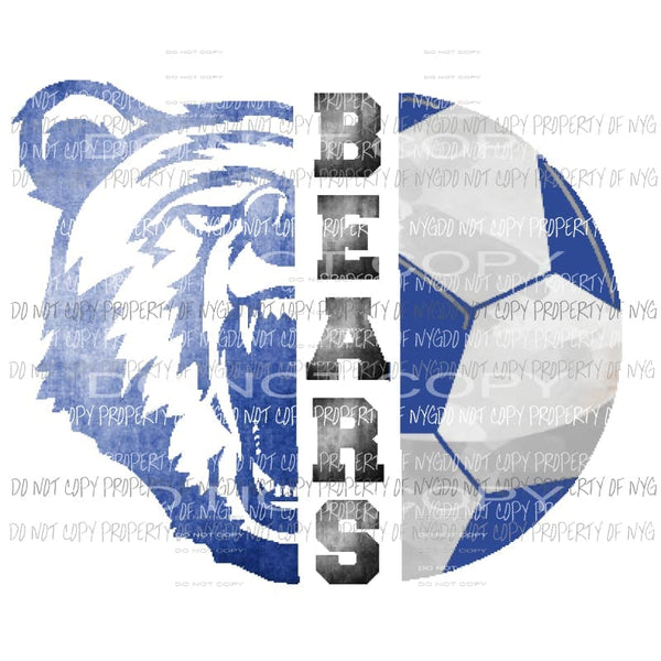 Bears Soccer Blue school custom Sublimation transfers Heat Transfer