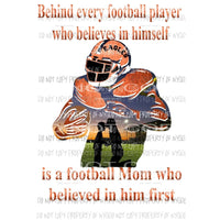 Behind every football player - mom EAGLES Orange and Black Custom must purchase 4 the first time Sublimation transfers Heat Transfer